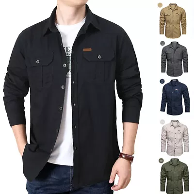 Men Long Sleeve Shirts Summer Military Army Tactical Shirt Outdoor Casual Shirt • £12.21