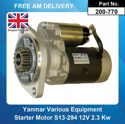 Starter Motor For Yanmar S13-294 S13-124 S13-132 S13-332 S13-94 S13-94A • $136.65