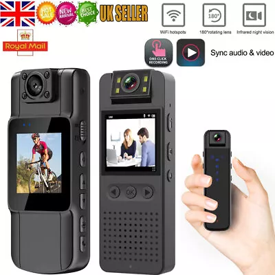 £31.99 • Buy HD 1080P Audio Video DVR IR Night Cam WIFI Camcorder Mini Police Body Camera UK