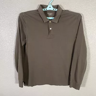 Untuckit Polo Shirt Mens Large Green Long Sleeve Knit Mesh Casual Cotton • $19.99