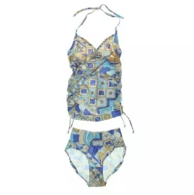 MATERNITY SWIMSUIT  XS TANKINI  V Neck Blue Abstract GEO Print NWT $108 • $29.99