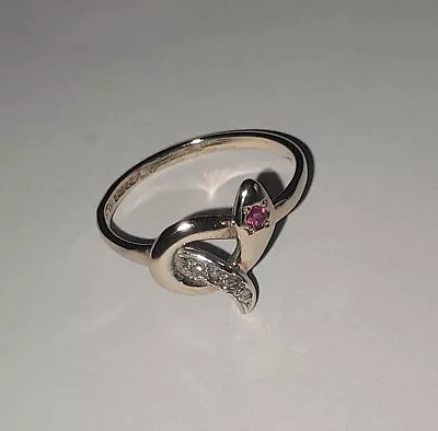 9ct Gold Ruby And Diamonds Snake Ring • £60