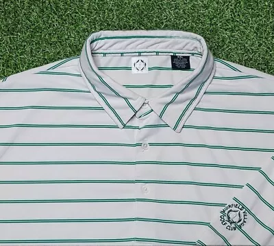 Muirfield Village Golf Club Stretch Polo Shirt Men's XXL White Green Striped • $15.95