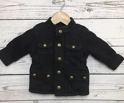 BabyGAP Boys Black Military Cargo Style Coat 100% Cotton Jacket Size 0-6 Months • $14.99