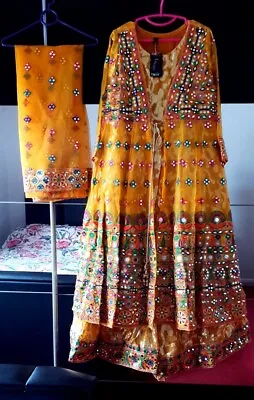 £99.95 • Buy Asian Pakistani Indian Mirror Mehndi Wedding Bridal Long Dress Maxi Lengha Party