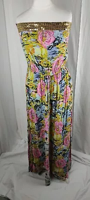 Miss Selfridge Floral Bandeau Maxi Dress Sparkly Sequin Detail 90s Y2K UK 10 38  • $1.23