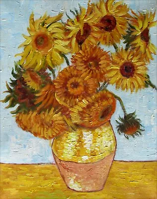 Vincent Van Gogh Sunflowers Repro Quality Hand Painted Oil Painting 16x20in • $74.95