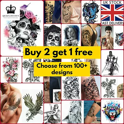 Temporary Tattoos Waterproof Fake Sticker Womens Party Body Festival Tattoo Fun • £2.99