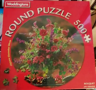 Circular Jigsaw Puzzle Bouquet 500 Pieces 50cm Waddington New / Sealed • £10.99