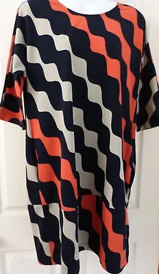 MARIMEKKO Bodycon Stretchy Dress Size XS Orange & Black Pop Art Print • $25.10