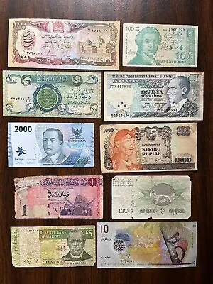 Mixed Variety Of 10 Different Banknotes Circulated Foreign World Paper Money • $10.95
