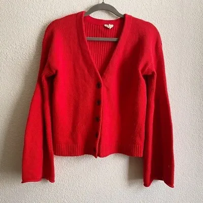 Moth Anthropologie Size Small Red Bell Sleeve Cardigan • $45