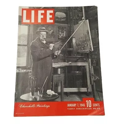 Vintage Life Magazine JANUARY 7 1946  Winston Churchill  • $19.95