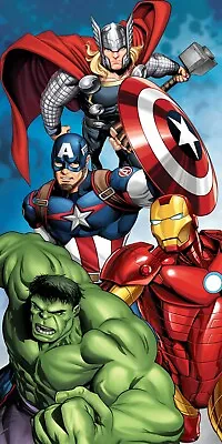 Marvel Avengers Beach Bath Towel 70 X 140 Cm 100% COTTON Thor Hulk Cap Iron Man • £18.49