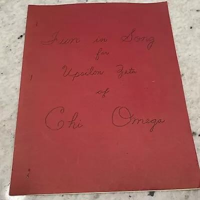 ALPHA CHI OMEGA Upsilon Zeta Fun In Songs Sorority Vintage Songs Book 1950s 60s • $25