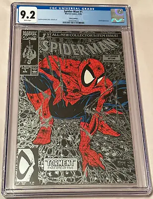 Spider-Man #1 McFarlane Silver Cover Variant CGC Graded 9.2 Marvel 1990 • $59.99