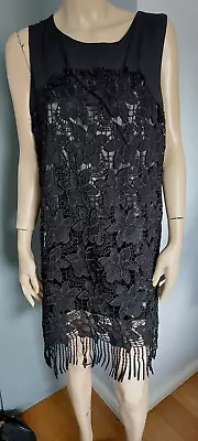 Layers Paris. Ladies Black Lace Dress. Size 14/16.retail Price £45.00 • £5