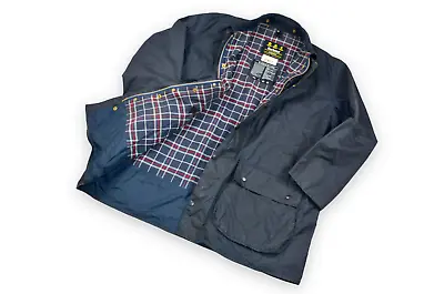 $160 • Buy Men's Barbour Border Wax Jacket Blue A205 England Classic C52/132cm