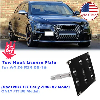 Tow Hook License Plate Holder For Audi A4 S4 RS4 2008-2016 (ONLY FIT B8 MODEL) • $19.99