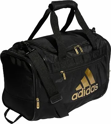 ADIDAS DEFENDER Small DUFFEL Gym Bag Soccer Duffle Black/Gold Crossfit Fitness • $49.99