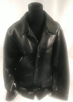 Eddie Bauer Black 100% Lamb Leather Button Up Mid Length Jacket Size Medium • $55