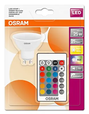 £11.99 • Buy Osram GU10 Star+ PAR16 LED Reflector Dimmable Colour Changing And Remote Control