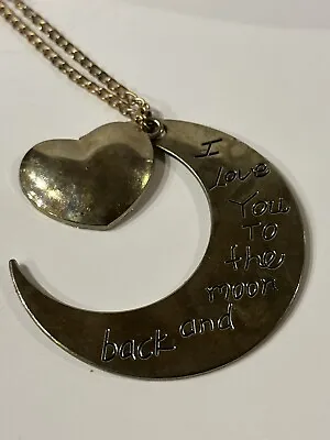 I Love You To The Moon And Back Golden Necklace 24  Chain Oversized Pendant • $14.90