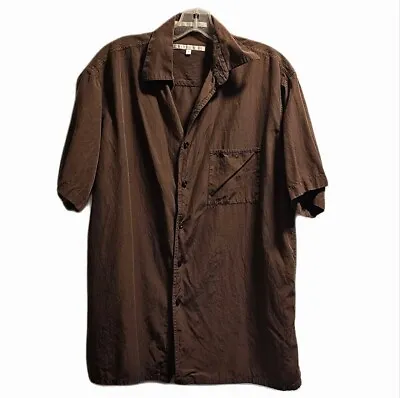 Perry Ellis Men's Olive Green Brownish Shirt Medium M Button Up Short Sleeve • $8