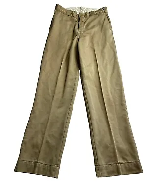 Vintage Dickies Mens 30x31 60s Flannel Lined Wide Leg Chino Pants Beige Talon • $45.35
