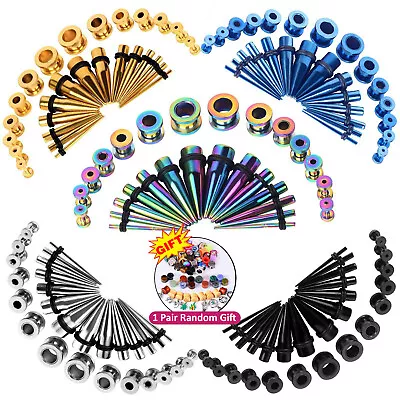 28Pcs Gauges Kit Ear Stretching 12G-00G Surgical Steel Tunnel Plug Taper Set • $16.39