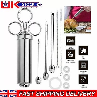 Stainless Steel Needle Meat Injector Marinade Syringe Turkey Cook Thanksgiving H • £8.35