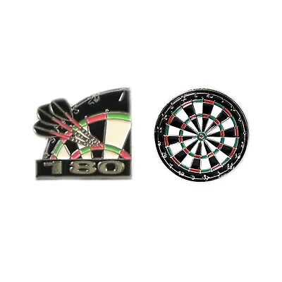 Darts Metal Enamel Pin Badges (TWO) - Dart Board & 180 Treble Tops (2 Badges) • £7.99