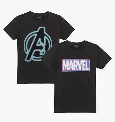 Brand New & Tag Genuine Men’s Marvel Comic Black T-shirts Pack Of Two Size Small • £6.99