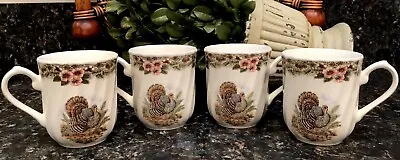 Churchill Myott Factory Archive THANKSGIVING Mugs Set Of (4) TURKEY  ~ PRISTINE! • $50