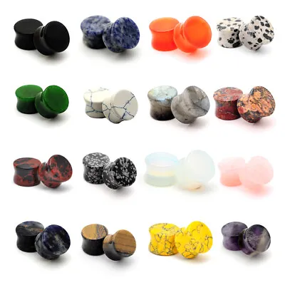 $8.49 • Buy Pair Of Double Flare Stone Plugs Gauges Choose Size Type