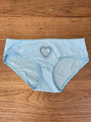 Victoria's Secret Blue Crochet Heart Logo MEDIUM Cotton Hiphugger Panty VS • $6.99