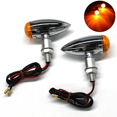 Motorcycle Mini Bullet Turn Signal Blinker Light Amber For Harley Fatboy FLSTF • $16.29