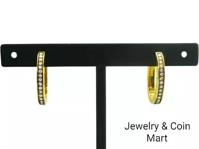 Movado Designer Signed 0.50ct Tw Earth Mined Diamond Hoop Earrings 18k Gold • $1990