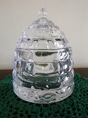 Clear Glass Beehive Honey Jar ~ 5-1/2  Tall Including Lid ~ Heavy ~ Holds 8+ Oz • $12