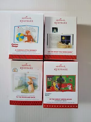 Lot Of 4 Hallmark Ornaments Beloved Books Goodnight Moon Curious George & More • $30