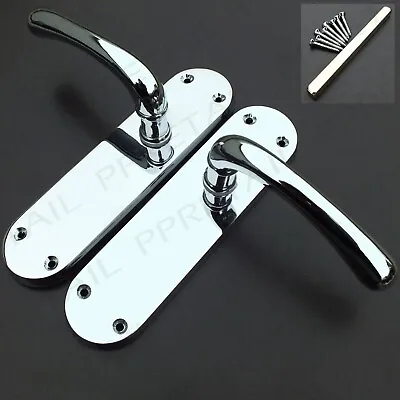 CHROME ROSA DOOR LATCH HANDLE SET Internal Modern Sprung Lever Lock Kit 170mm • £5.22