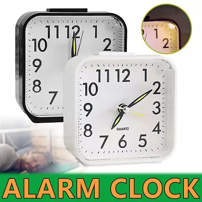 Quartz Alarm Clock With Night Light No Tick Snooze Silent Small Bedside Clocks • $15.99