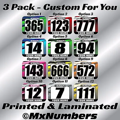 ATV Number Plate Decal Stickers Custom Name Motocross Race MX SX ATV AMA RMZ RM • $26.99