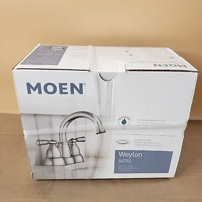 Moen Weylon Two Handle Spot Resist Brushed Nickel Centerset Bathroom Sink Faucet • $48