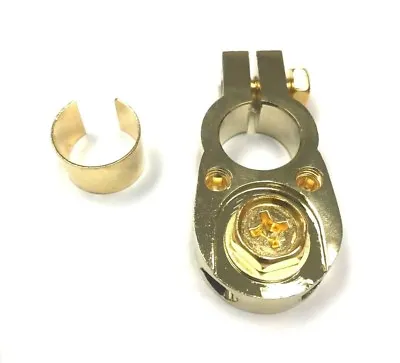 Gold Battery Terminal Positive/Negative Universal Any Size W/ (2) 8 Gauge Inputs • $8.99