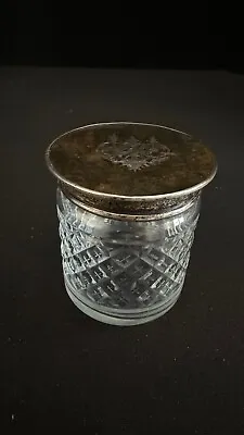 1918 English Sterling Silver & Toirtiose Shell Cut Glass Dresser Jar • $75