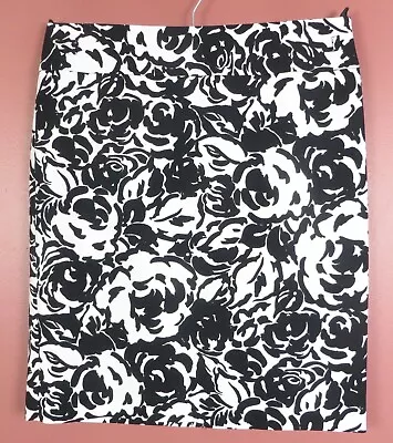 SK18369-NEW LIZ CLAIBORNE Women Cotton Pencil Skirt Classy Black White Floral 12 • $16.91
