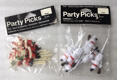 $16.89 • Buy AmScan Party Picks Vintage Christmas Appetizer / Cake Pix Santa Snowman SEALED