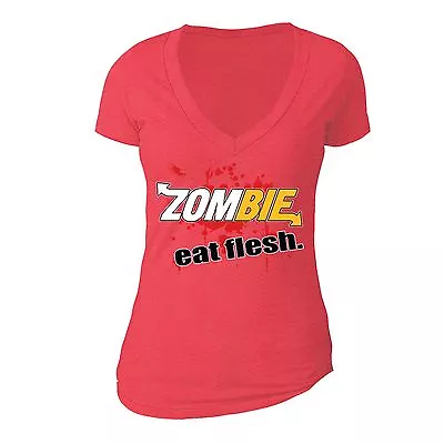 Zombie Eat Flesh T-shirt Funny Custom Parody Comedy Fresh Blood Halloween Tshirt • £17.85