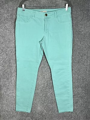 Cabi Thin Mint Skinny Jeans Womens Size 12 Stretch Back Pockets Green Denim • $24.99